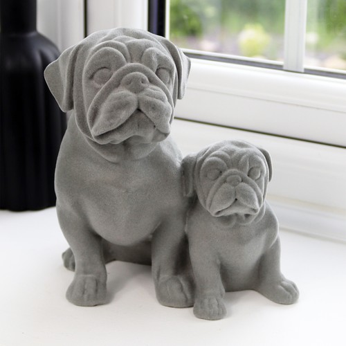Pug pair ornament grey - pug,