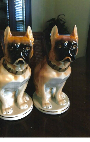 Antique porcelain pug dogs - antique,