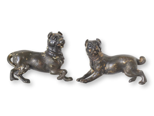Antique bronze pug - antique, dogs,
