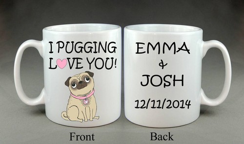 Personalised pug mug dog - pug,