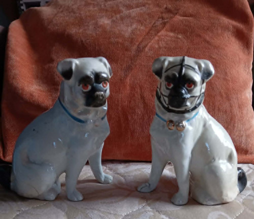 Staffordshire pug dog figures - pug,