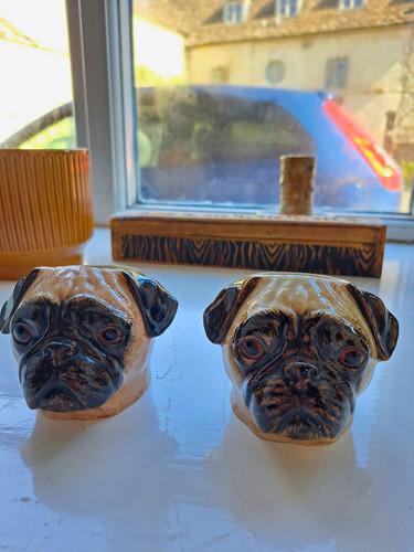 Quail ceramic pug dog head - pug,