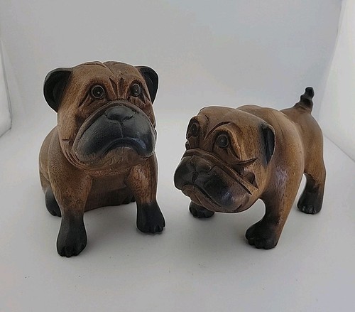 Vtg pair bulldogs - vtg, hand