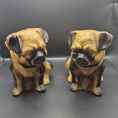 Pair antique ceramic pug - pair,