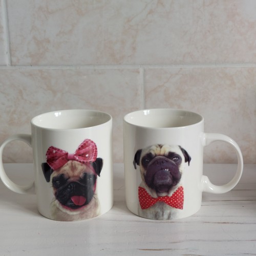 Tesco pug dog - mug, x2
