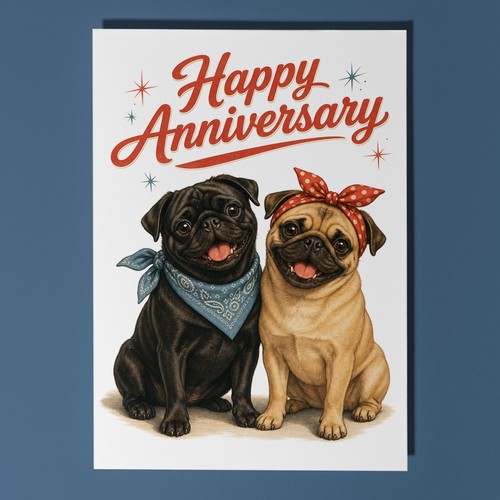 Pugs personalised anniversary - personalised,