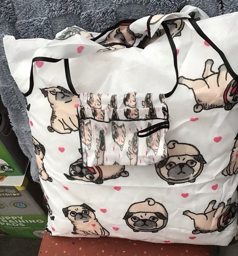 Pug showerproof shopping bag - pug,