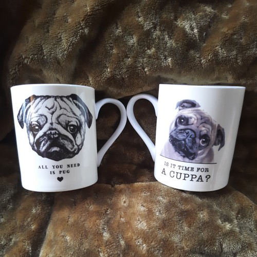 Pair pug mugs - pair, by