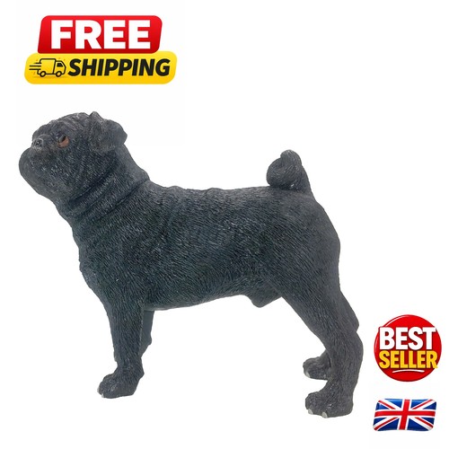 Elegant black pug sculpture - elegant,