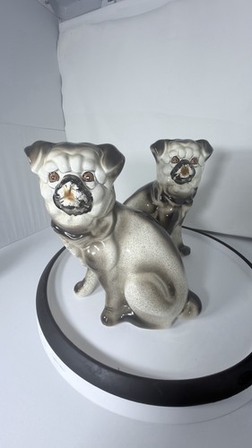 Vintage pair ceramic pug dog - vintage,